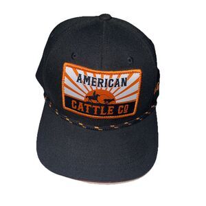 American Cattle Co Snapback Hat Black Orange Sunrise Patch Adjustable Cap